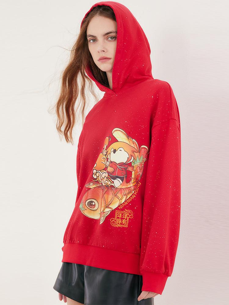 Red Cartoon Printed Hoodie GOELIA