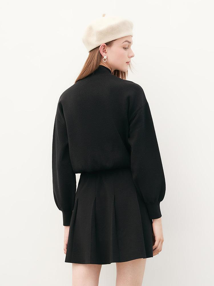 Black Tencel Sweater&Skirt Suit GOELIA