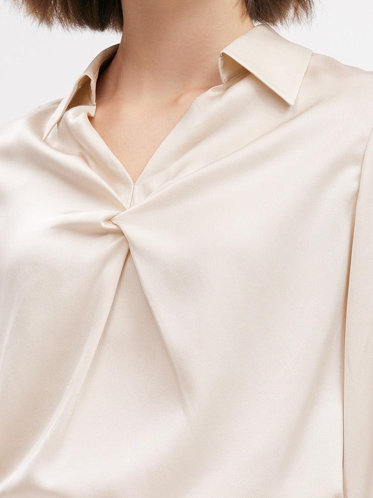 22 MM Silk V-Neck Pleated Blouse GOELIA