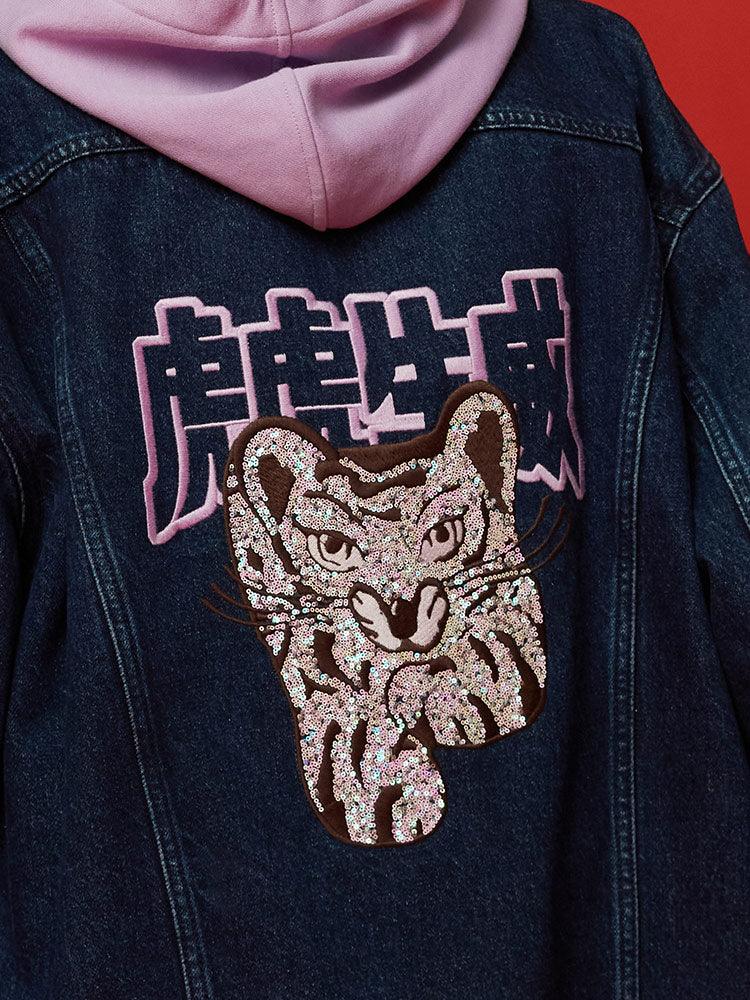 Sequins Embroidery Denim Jacket GOELIA