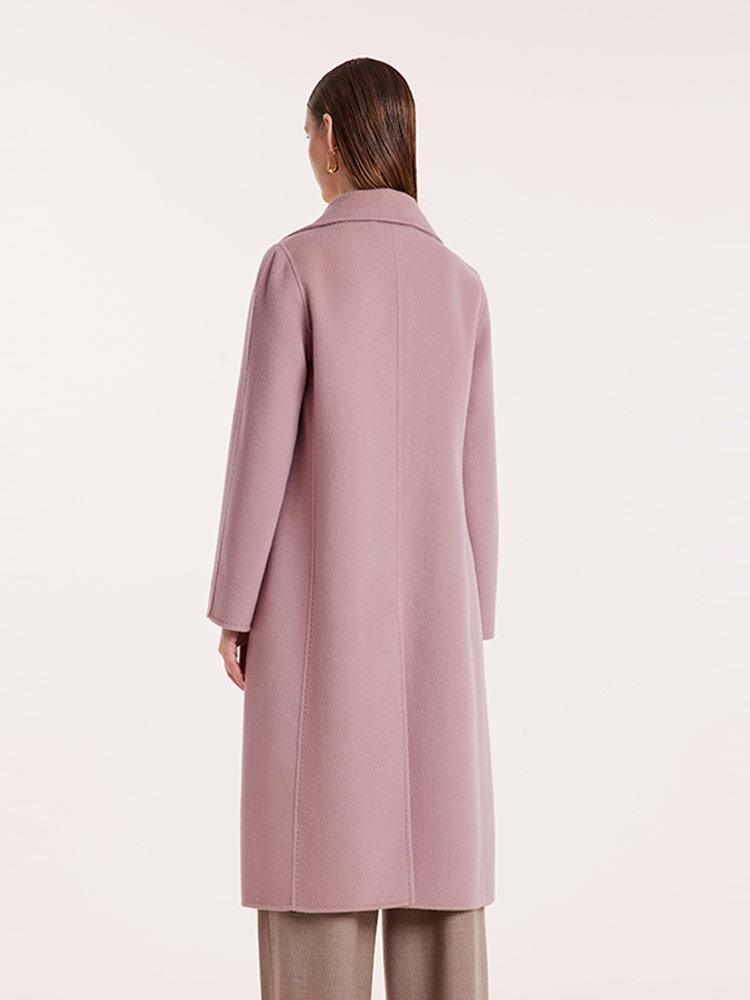 Pink Pure Cashmere Straight Lapel Coat GOELIA