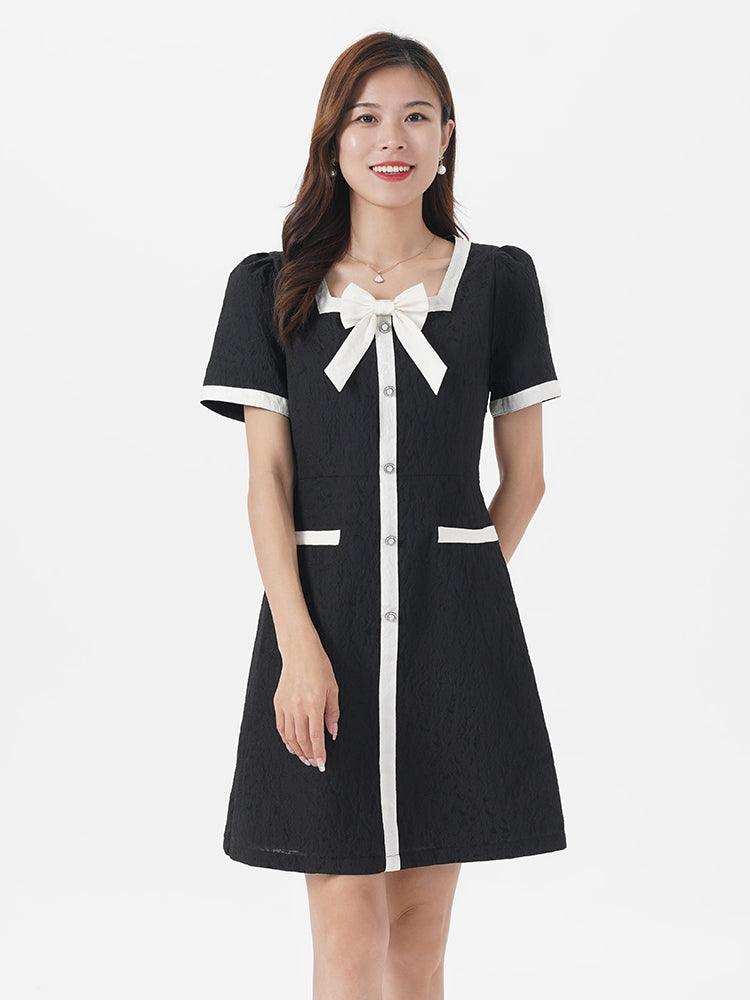 Chic Jacquard Dress (With Bowknot) GOELIA