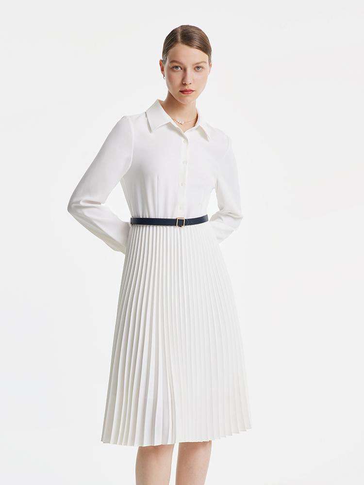 White Shirt-Style Two-Piece Dress
