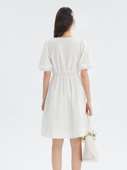 Cotton Gathered Waist Loose Hem Dress GOELIA