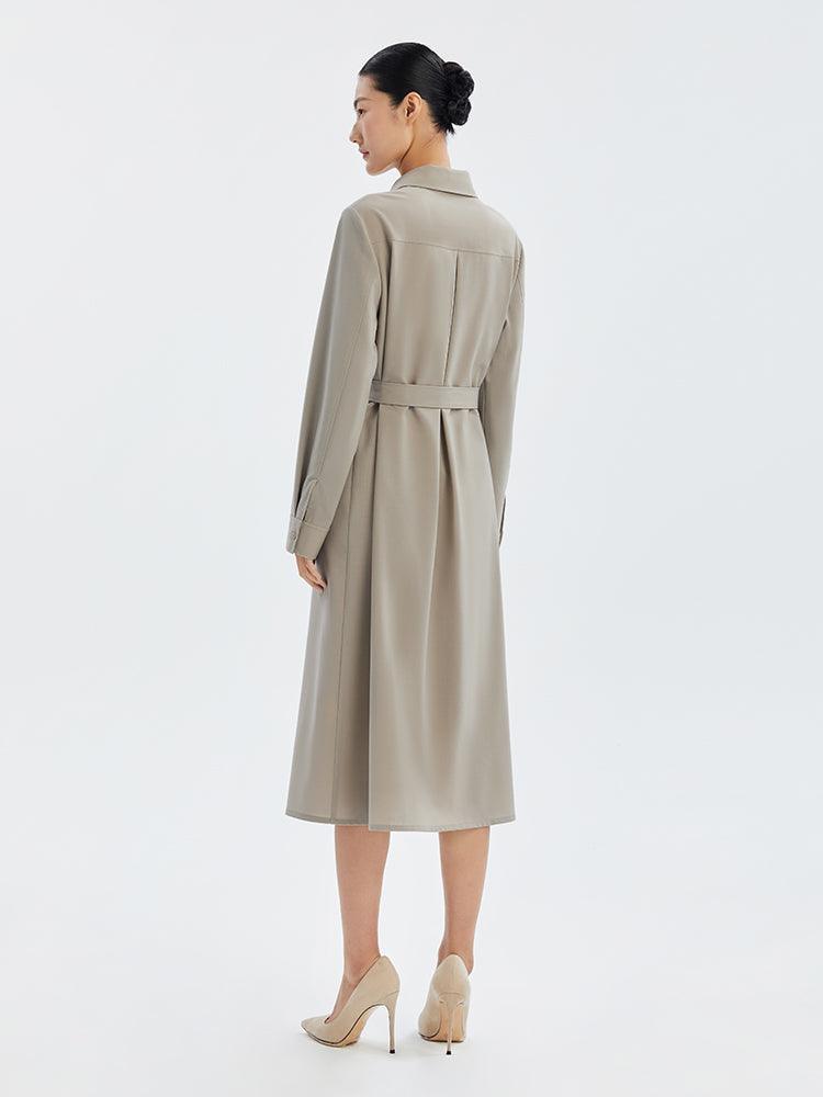 Worsted Wool Trench-Style Dress GOELIA