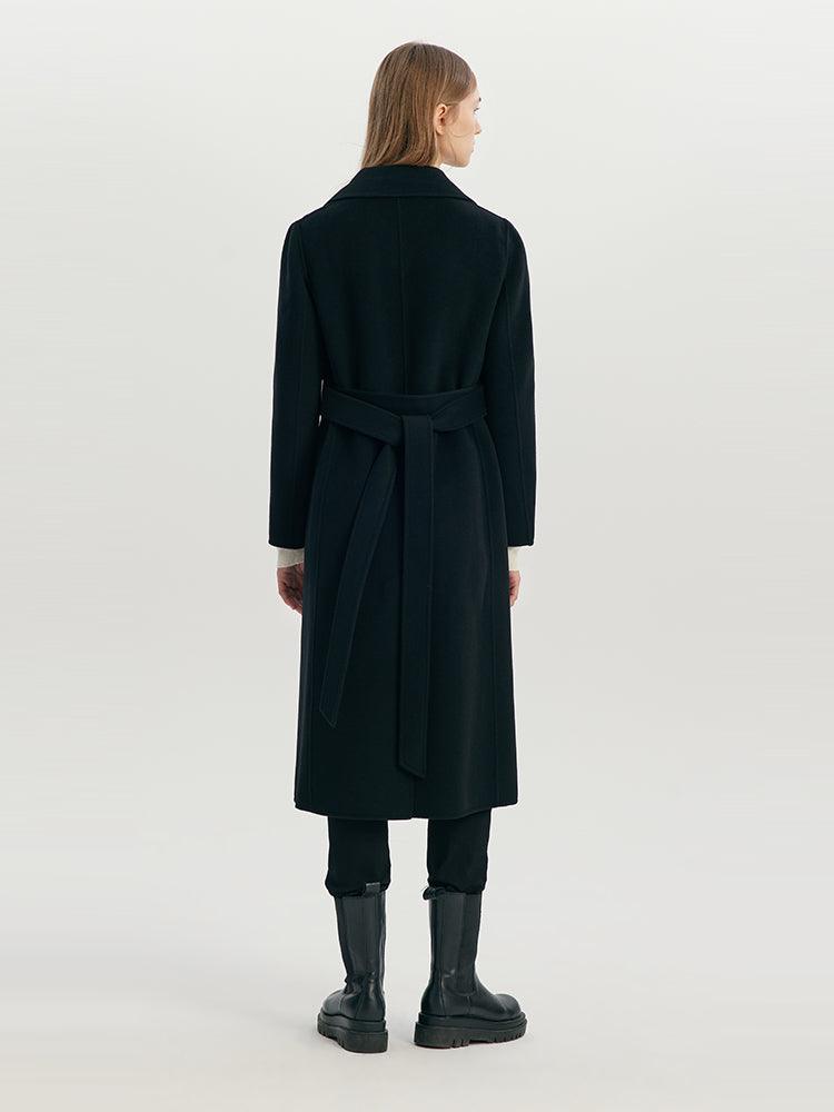 Single-Breasted Mulberry Silk  Woolen  Coat GOELIA