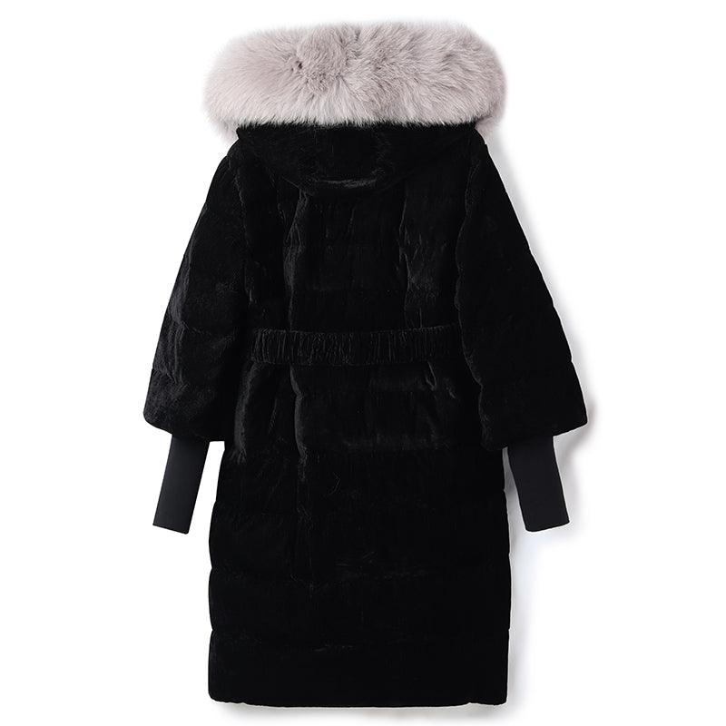 Fox-fur Collar Velvet Goose-down Jacket GOELIA