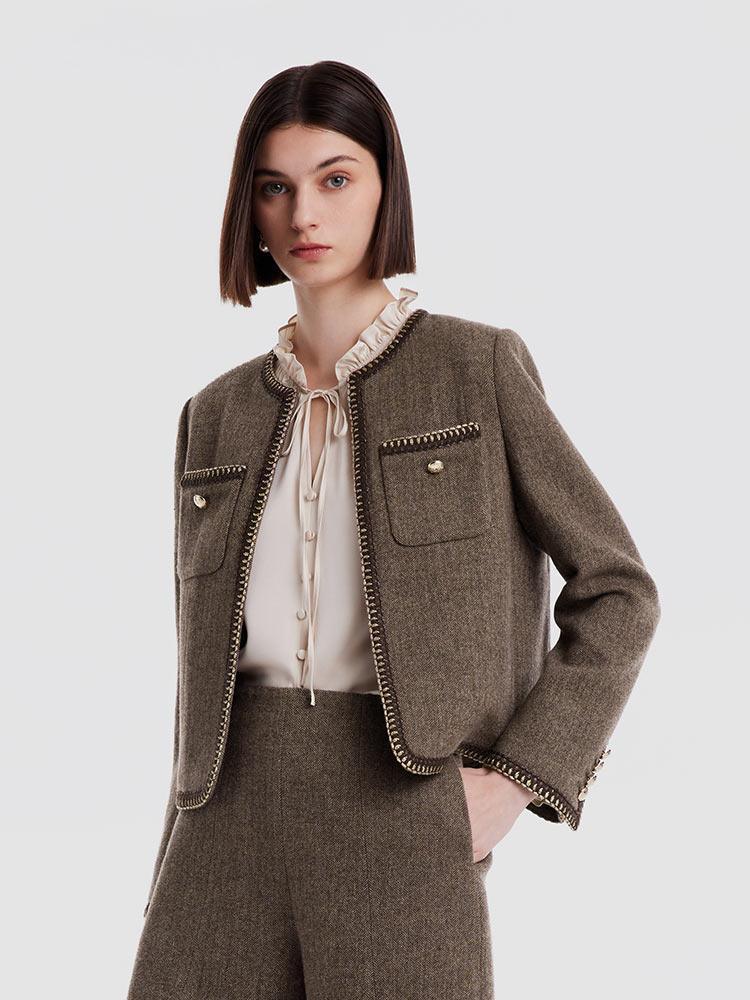 Retro Brown Washable Wool Jacket GOELIA