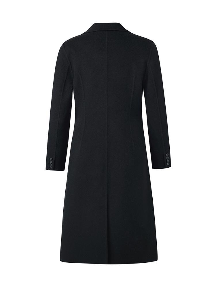 Black Wool And Cashmere Notched Lapel Coat GOELIA