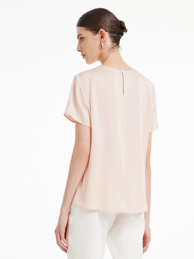 22 Momme Silk Short Sleeve Woven Top GOELIA