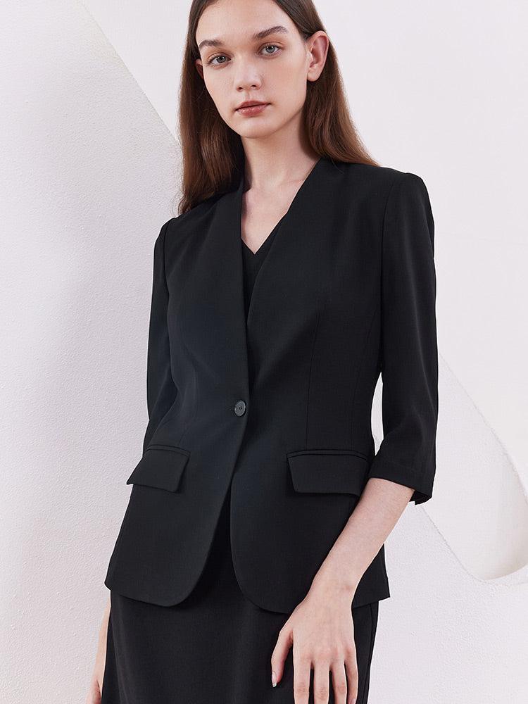 Black Slim One-Bottom Blazer GOELIA