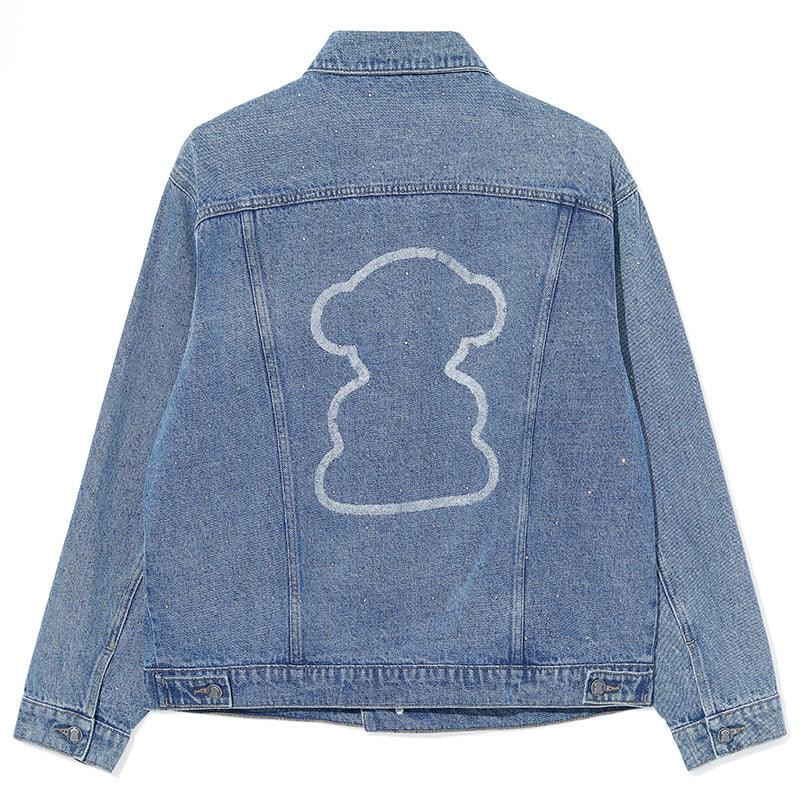 Blue Diamond Embroidered Cartoon Jeans Jacket GOELIA