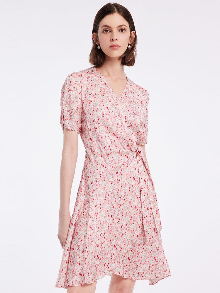 Floral Lace Up Wrap Dress GOELIA