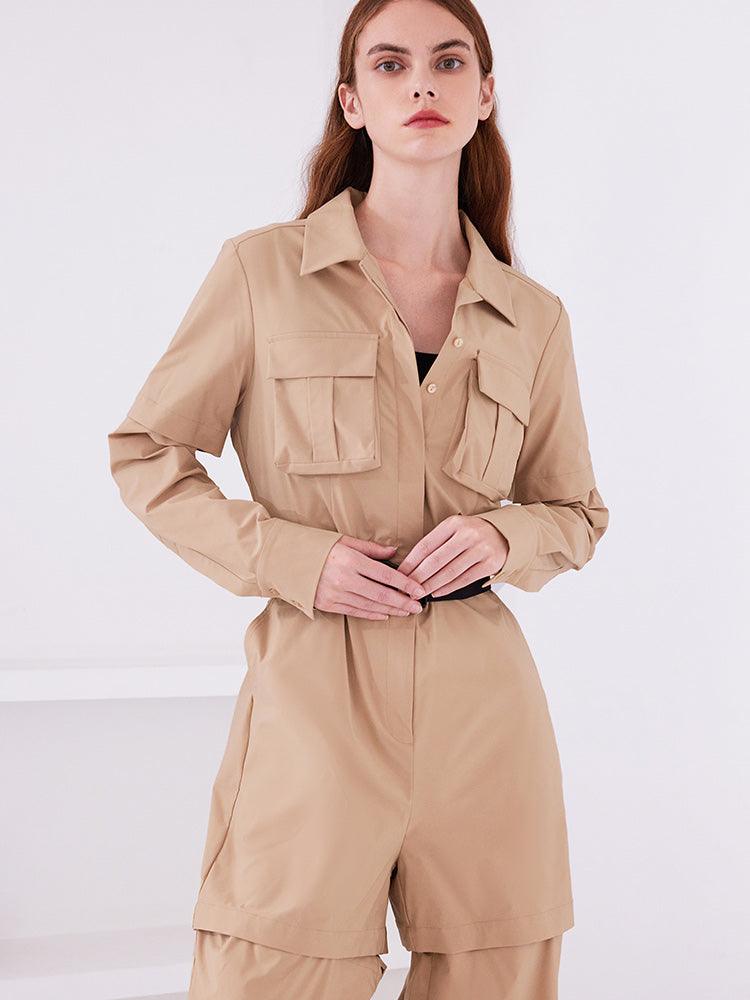 Khaki Detachable Stretchy Jumpsuit GOELIA