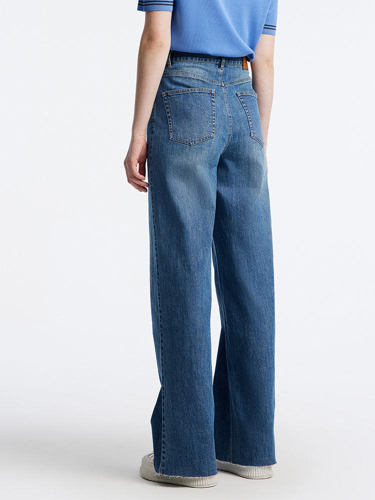 Loose Cut Hem Straight Jeans GOELIA