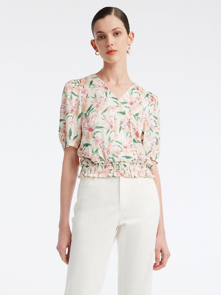 Silk Floral Loose Blouse GOELIA