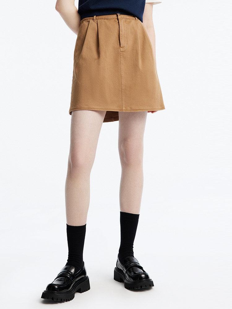 Beige Culotte A-Line Mini Skirt GOELIA