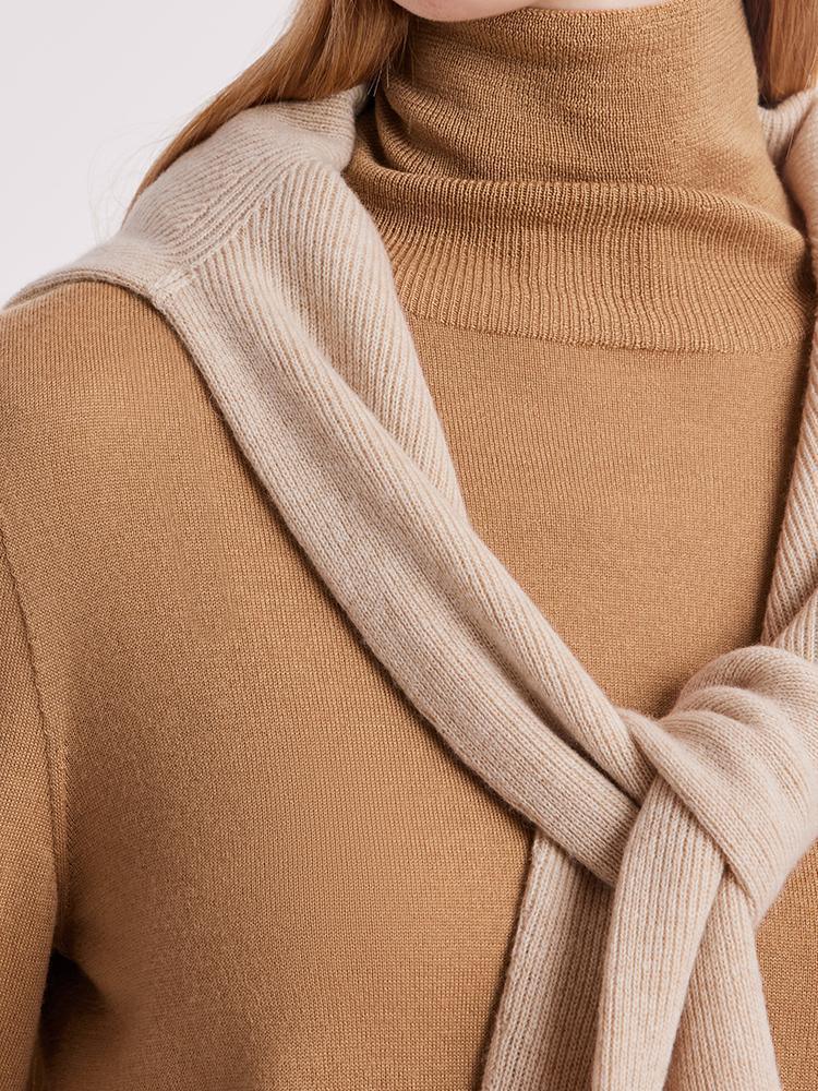 Machine Washable Wool Seamless Turtleneck Sweater GOELIA