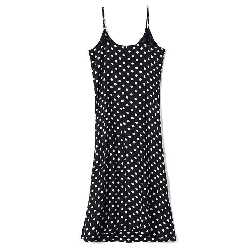 Silk Polka Dots Slip Dress GOELIA