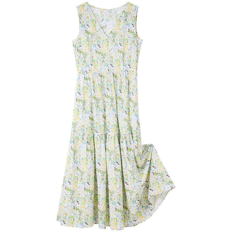 LIBERTY Printed V-neck Sleeveless Dress GOELIA