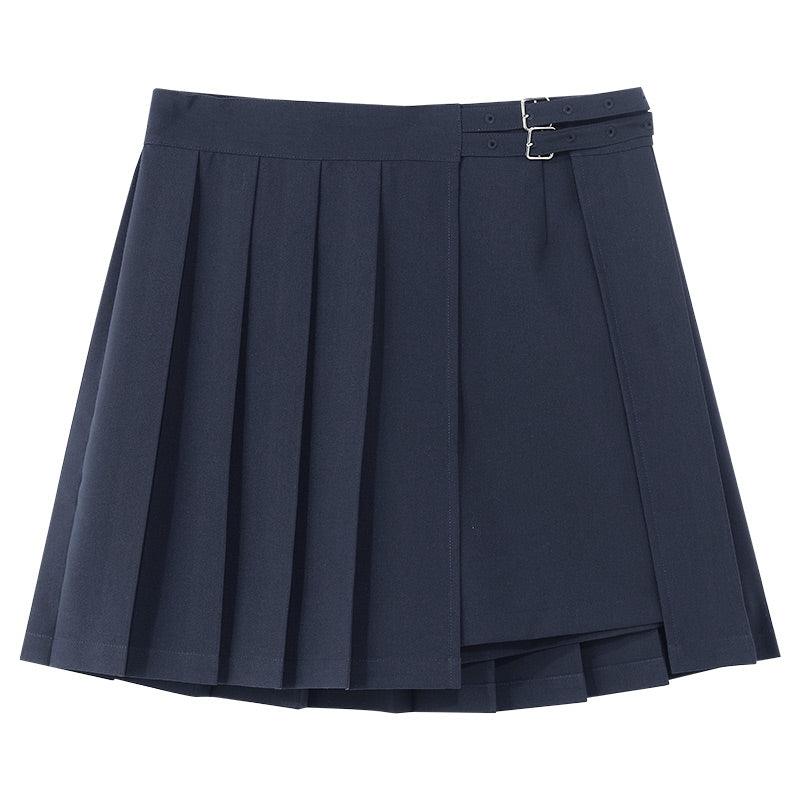 Black Reversible Style Pleated Skirt Shorts GOELIA