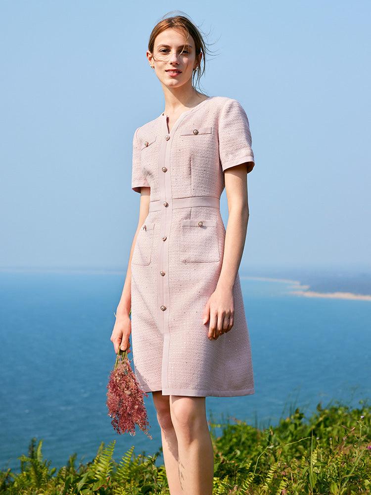 Light Pink Waist-Skimming Dress GOELIA