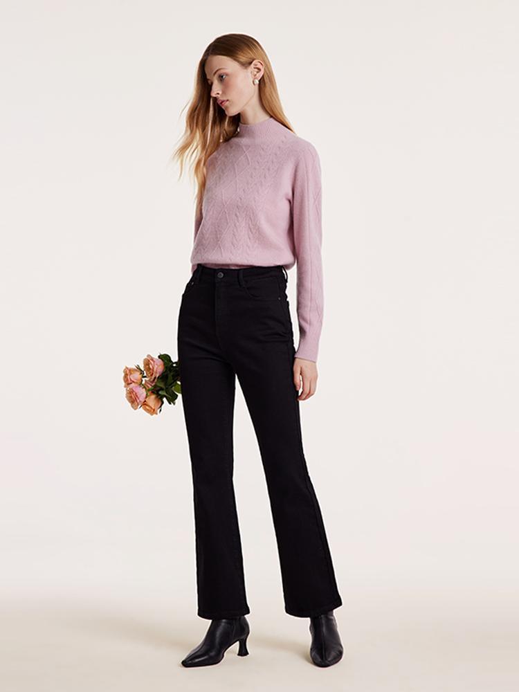 Black Ankle Length Flared Jeans GOELIA