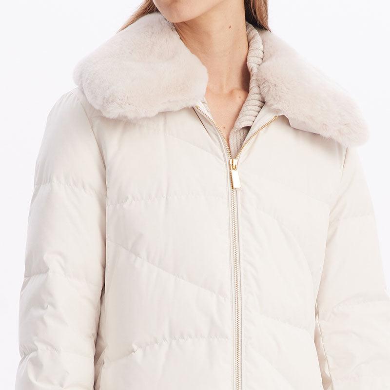 Rabbit Collar Goose Down Coat GOELIA