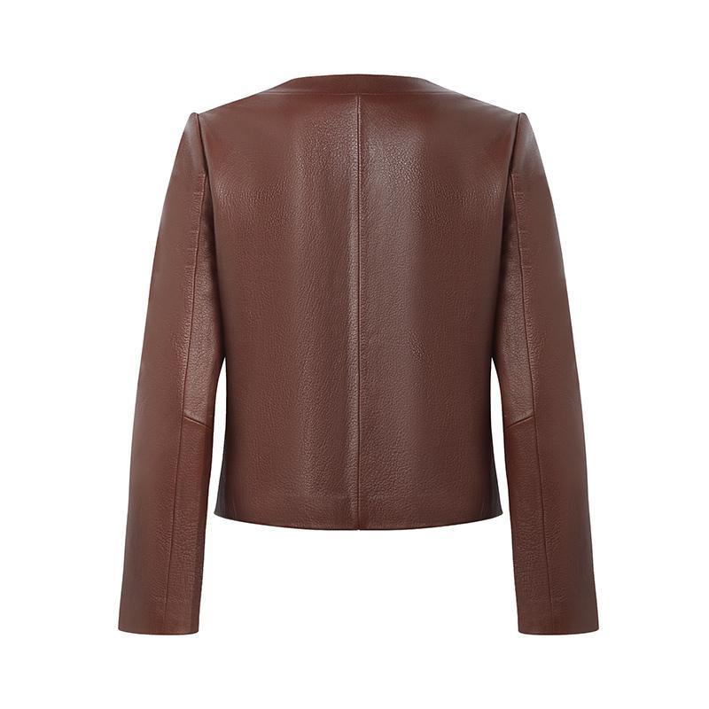 Round-neck Goat Leather Jacket GOELIA