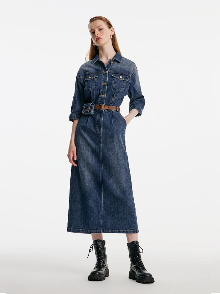 Shirt-Style Denim Dress GOELIA