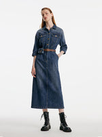 Shirt-Style Denim Dress GOELIA