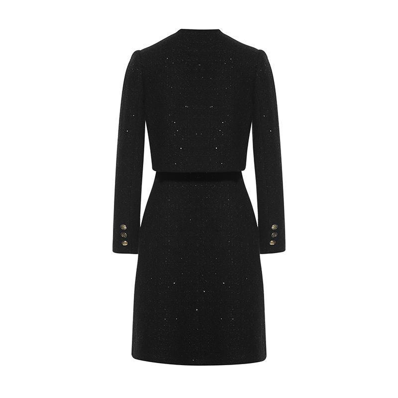 Tweed Fake Two-piece Woolen Dress GOELIA