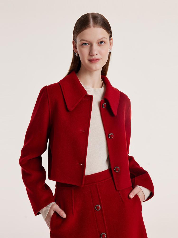 Tencel Wool Crop Jacket And Half Skirt Suit GOELIA