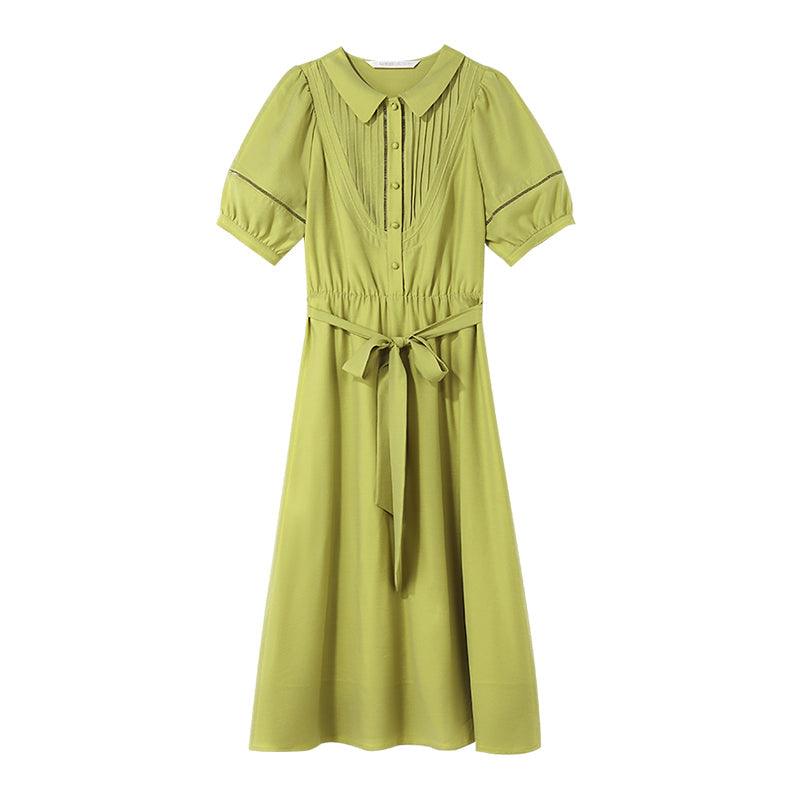 Green Acetate Waist-skimming Dress GOELIA