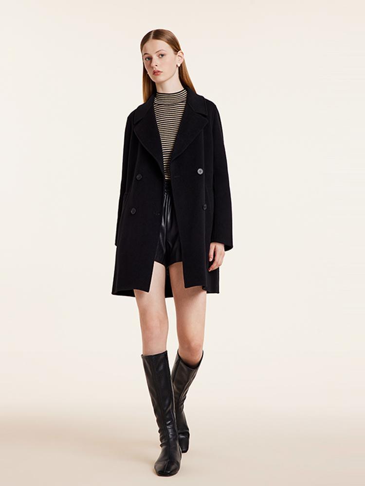 Wool And Cashmere Double-Faced Notched Lapel Coat GOELIA