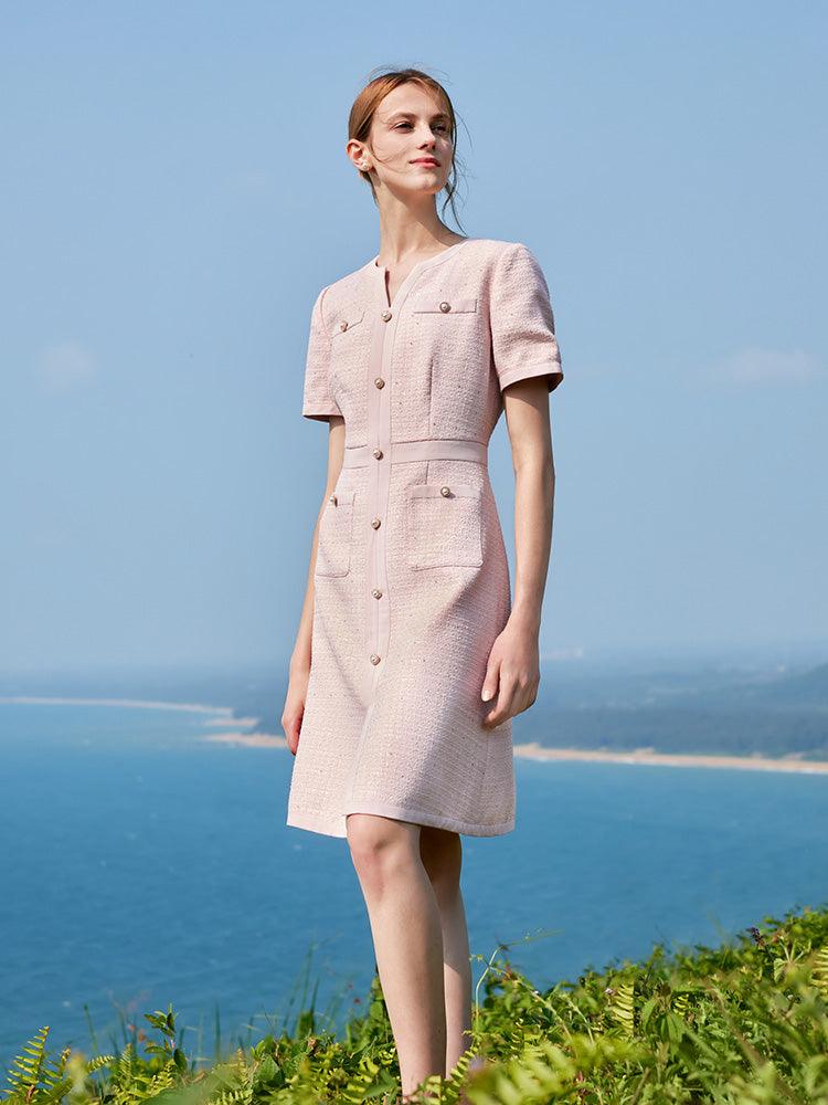 Light Pink Waist-Skimming Dress GOELIA