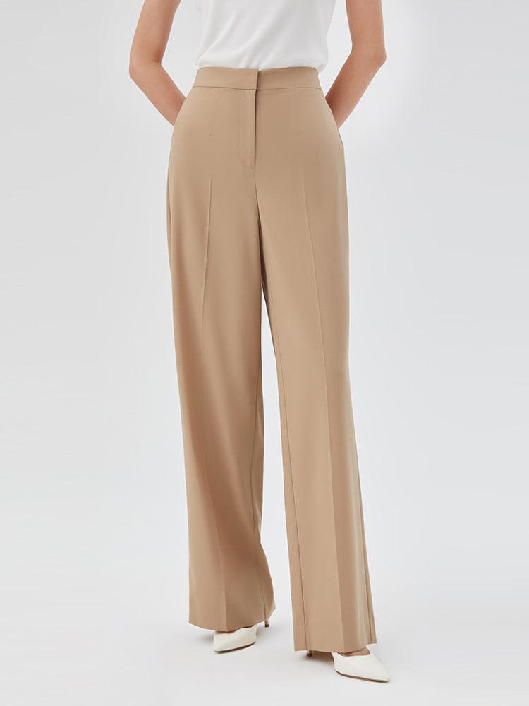 Light Camel Silk Wool Loose Pants GOELIA