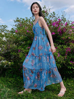 Floral Print Spaghetti Strap Maxi Dress GOELIA