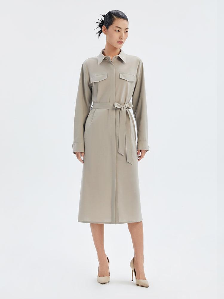 Worsted Wool Trench-Style Dress GOELIA