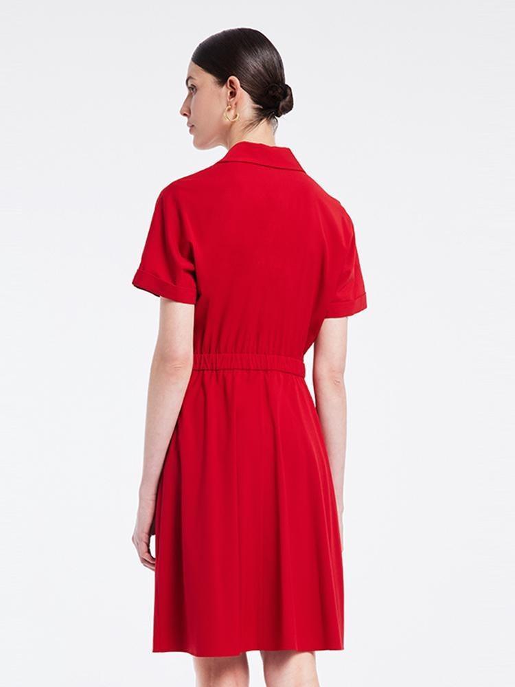 Shirt-style V-neck Waist-skimming Dress GOELIA