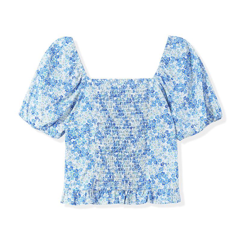 Blue Floral Blouse GOELIA