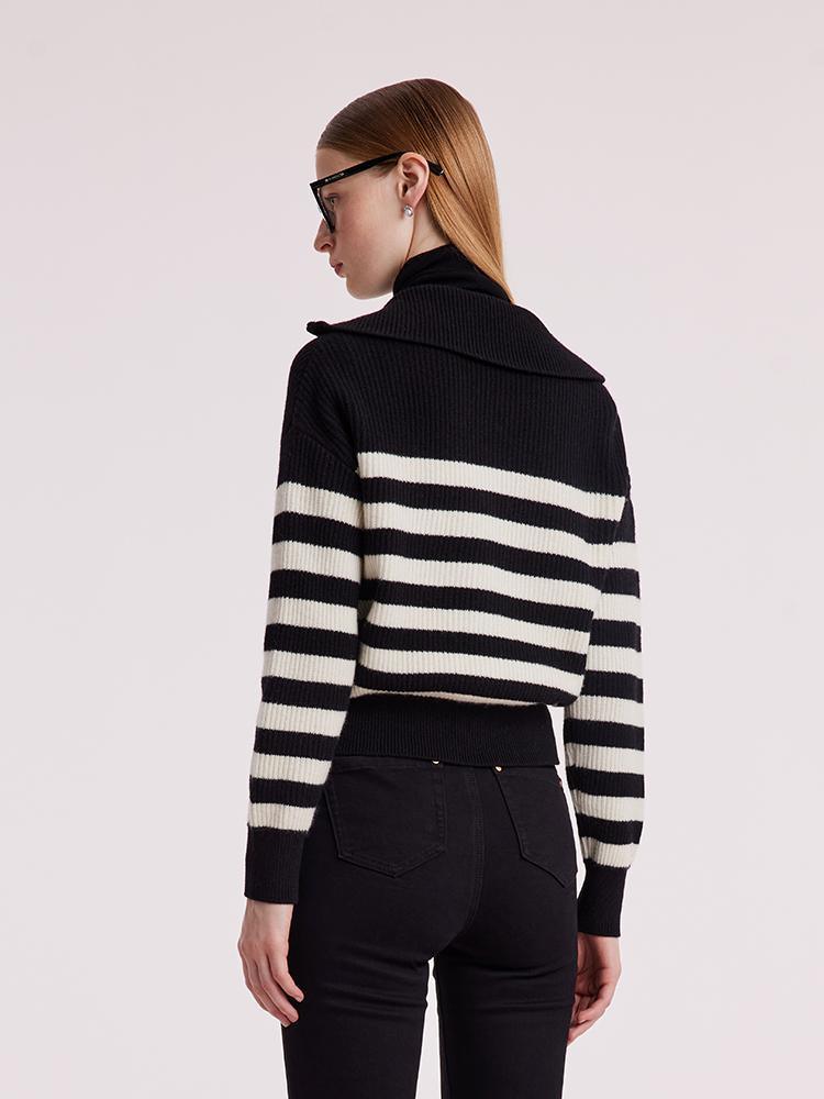 Woolen Knitted Stripe Cardigan GOELIA