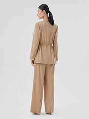 Light Camel Silk Wool Loose Pants GOELIA