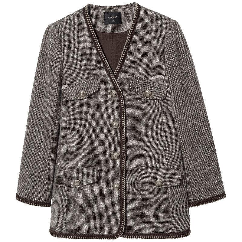 Brown Wool Tweed Jacket GOELIA