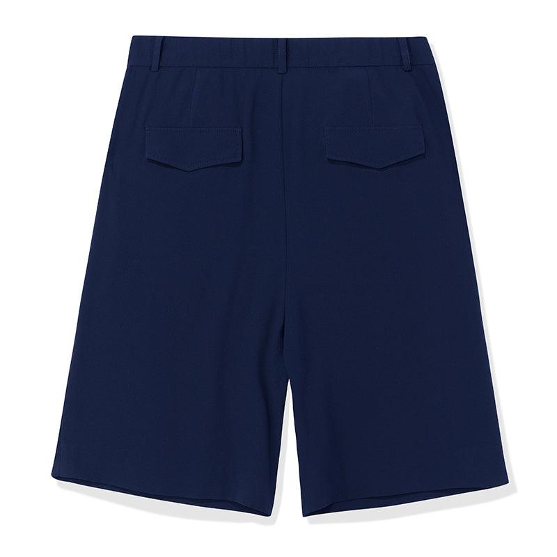 Navy Blue Acetate Shorts GOELIA