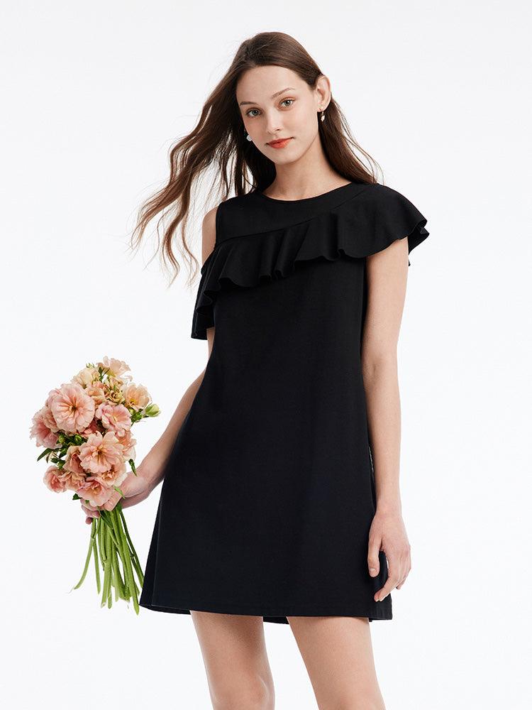 Asymmetrical Sleeve Knit Dress GOELIA