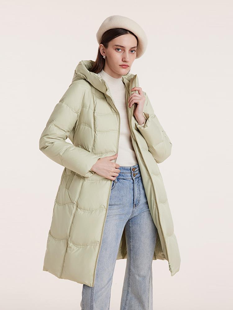 Hooded Slim Mid-Length Goose Down Garment GOELIA