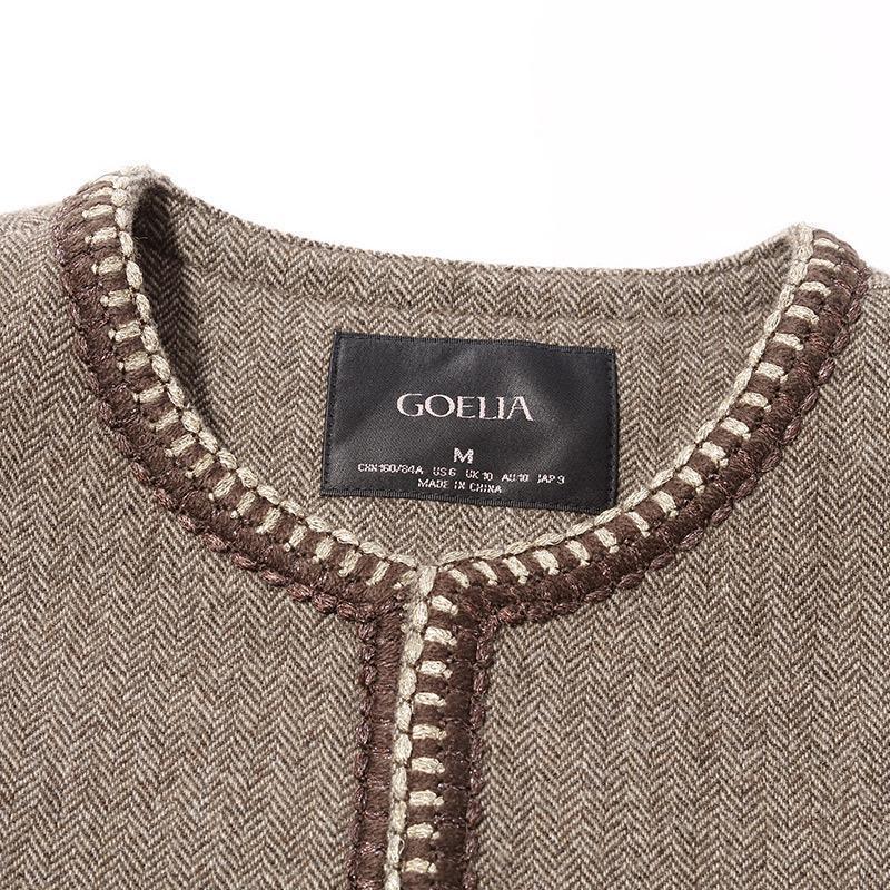 Retro Brown Washable Wool Jacket GOELIA