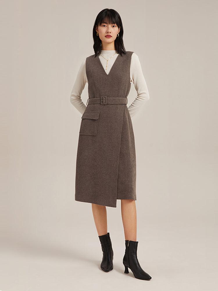 Asymmetric Washable Wool Vest Dress GOELIA