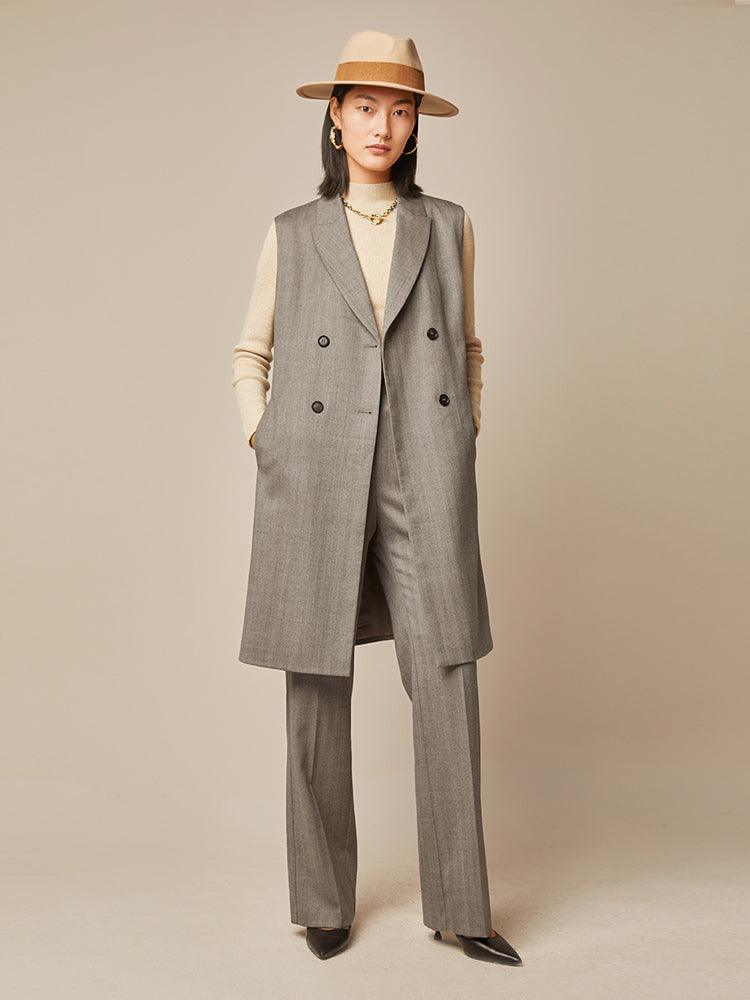 Grey Washable Woolen Vest GOELIA